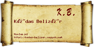 Kádas Belizár névjegykártya